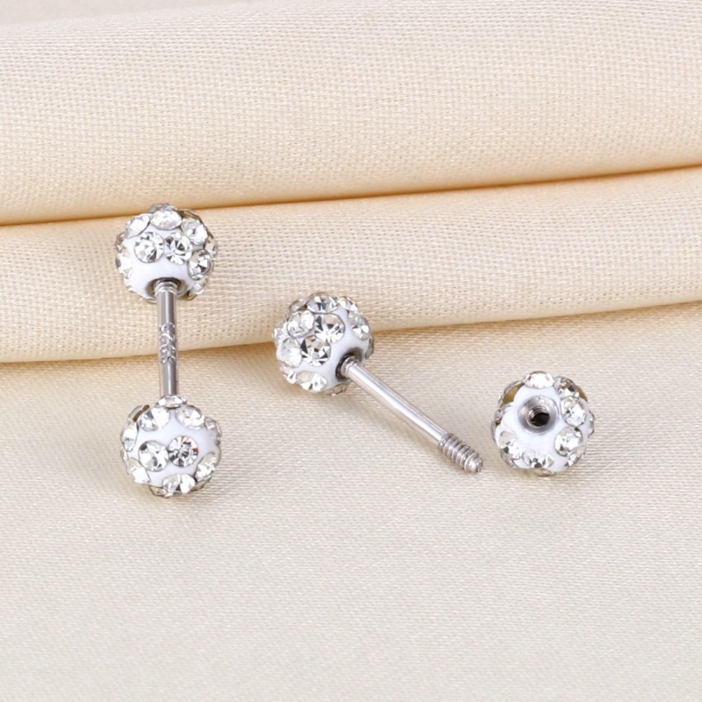 Elegant Silver Crystal Stud Earrings sterling silver 925